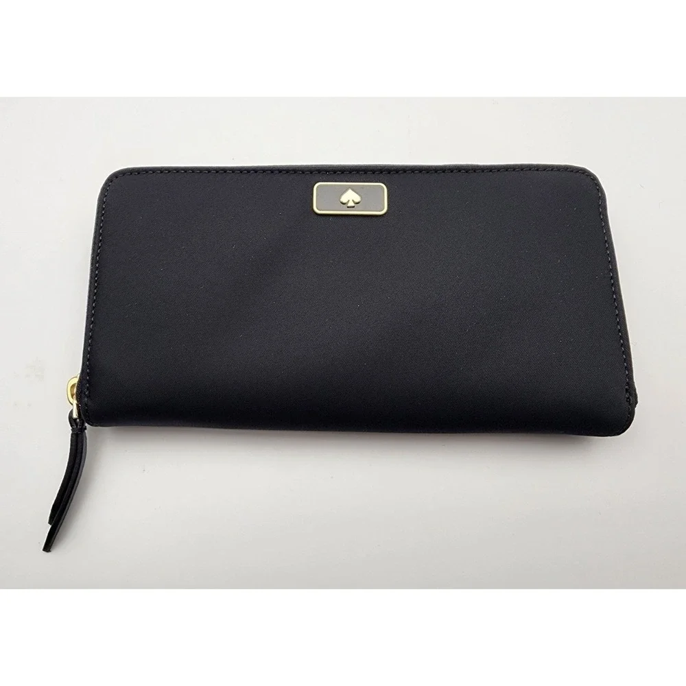 kate spade‎ new york wallet wlru5372 black buttery leather EUC